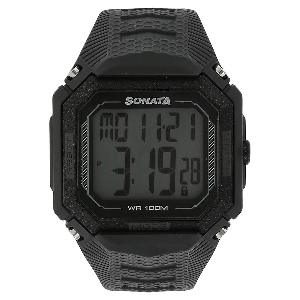 Sonata Touch Screen Watch With Black Plastic Strap For Men 77048PP04