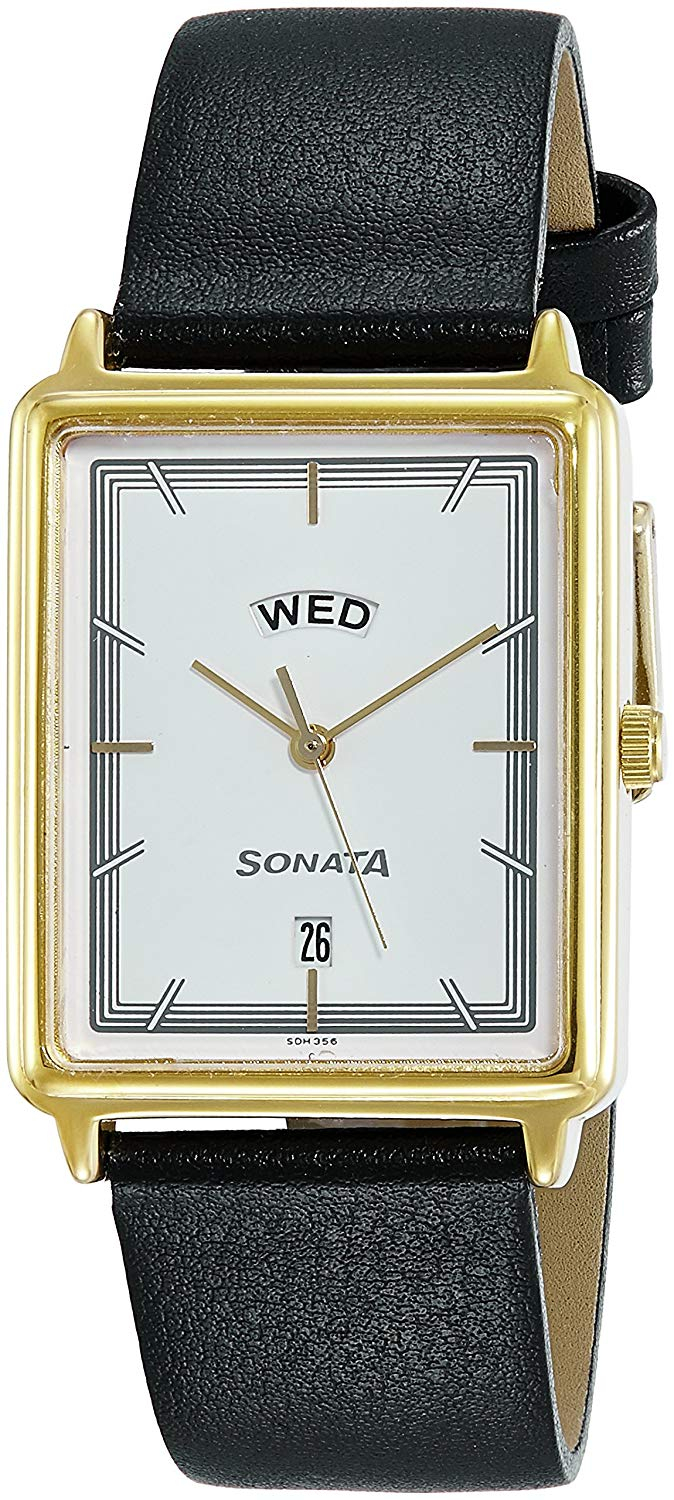 Sonata Essentials Analog White Dial Men's Watch - 77084YL01