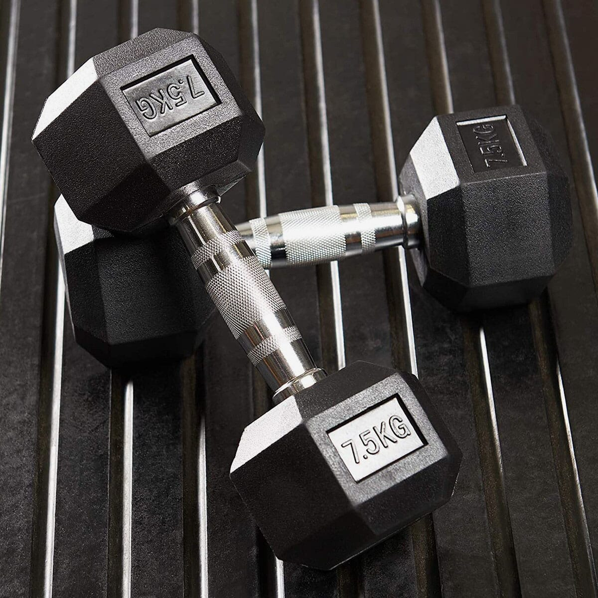 SPN 7.5Kg Rubber Hex Dumbells (Pair), 7.5 Kg Dumbell, Rubber Hex Dumbell ( 7.5Kg*2 Pc = 15 Kg), Dumbbells