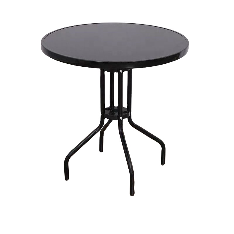 80cm Outdoor Patio Round Table with Tempered Glass Top Patio Round Table Vintage Dining Outdoor Porch Glass Mid Century Iron