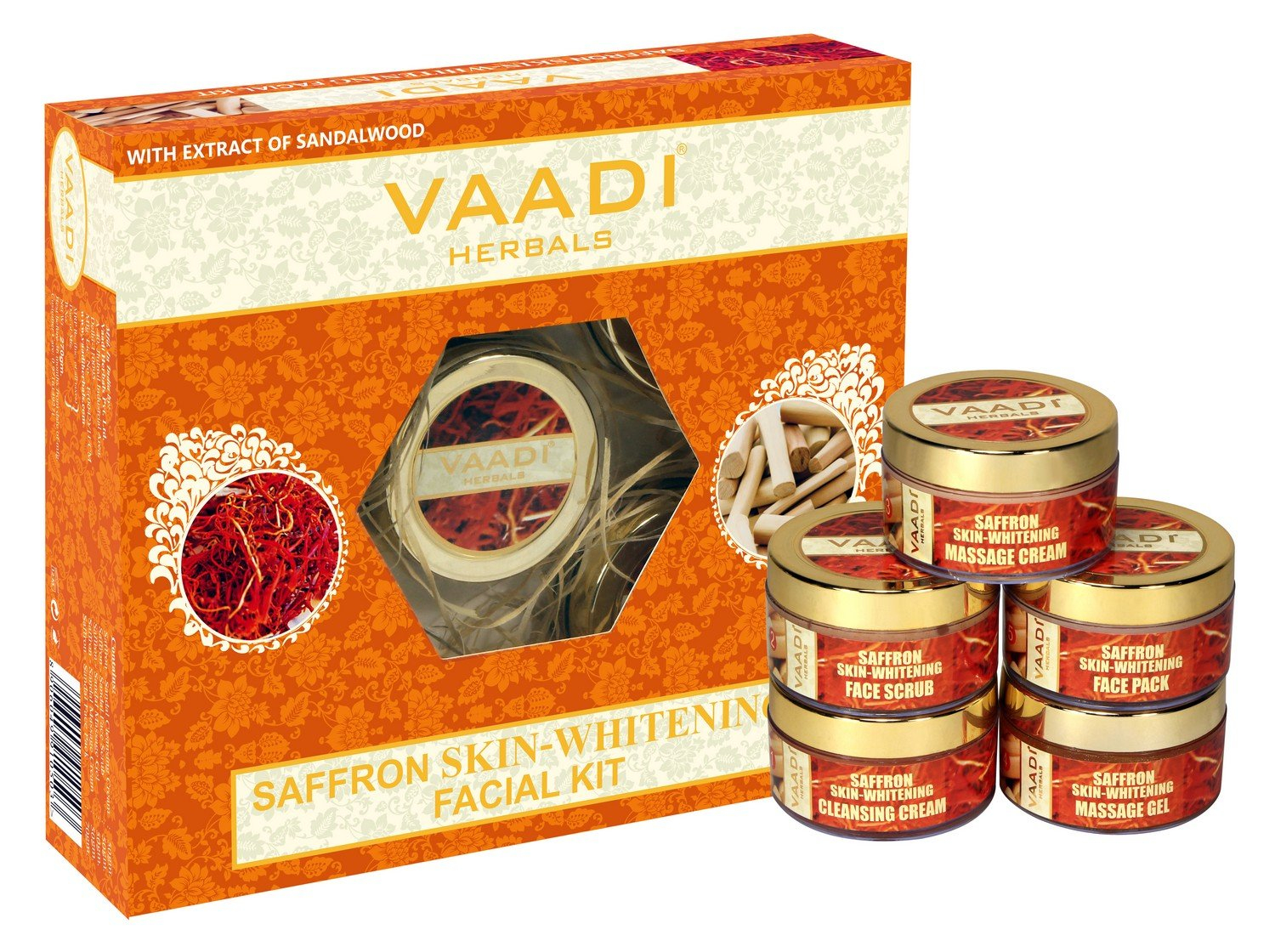 Vaadi Herbals Saffron Skin Whitening Facial Kit with Sandalwood Extract, 70g