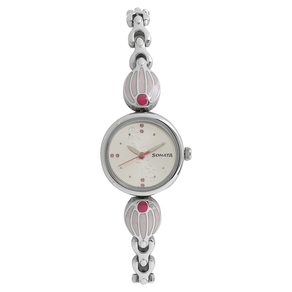 Sonata Silver Dial Silver Stainless Steel Strap Watch For Women 8133sm01