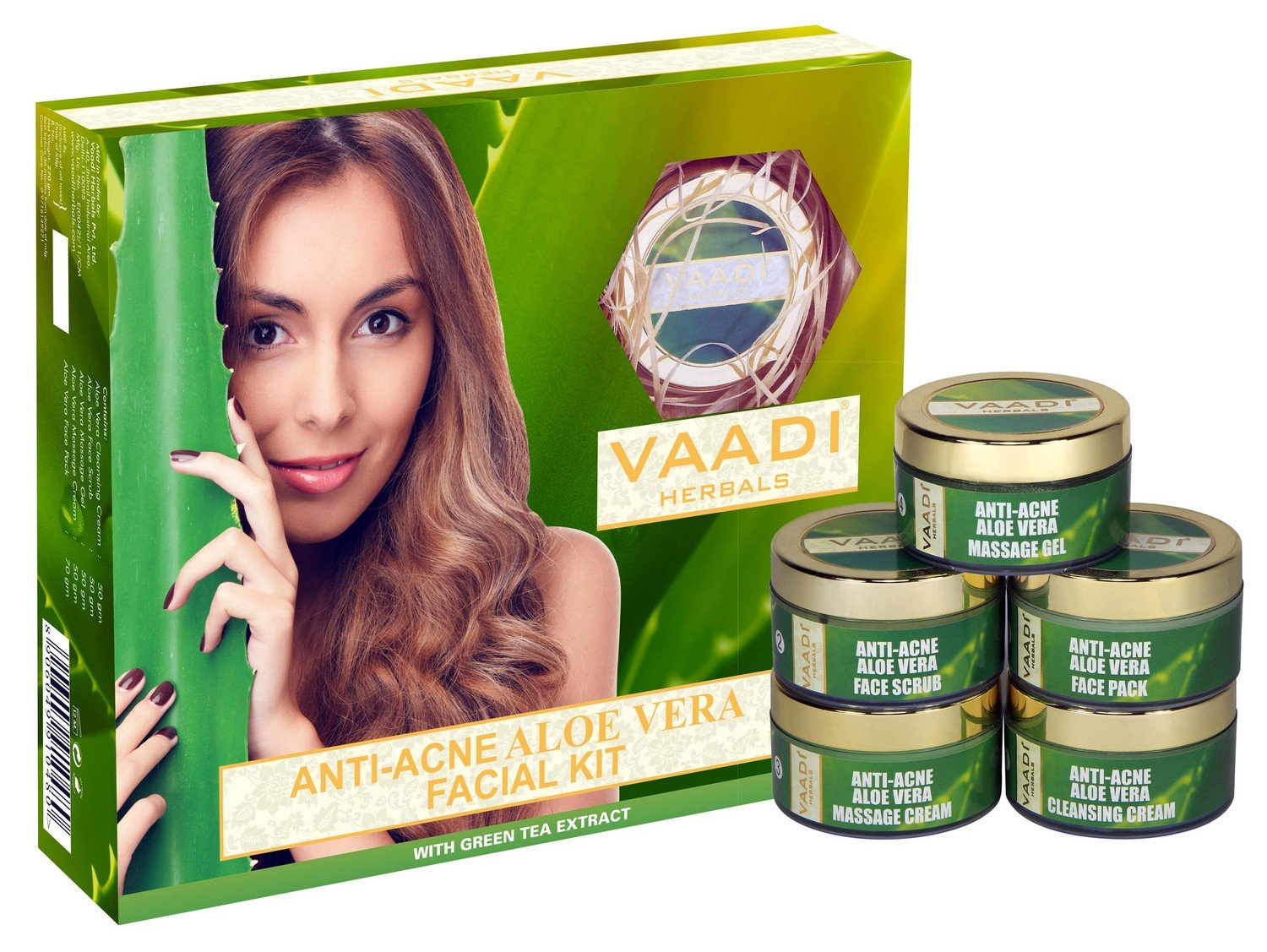Vaadi Herbals Anti Acne Aloe Vera Facial Kit with Green Tea Extract, 270g