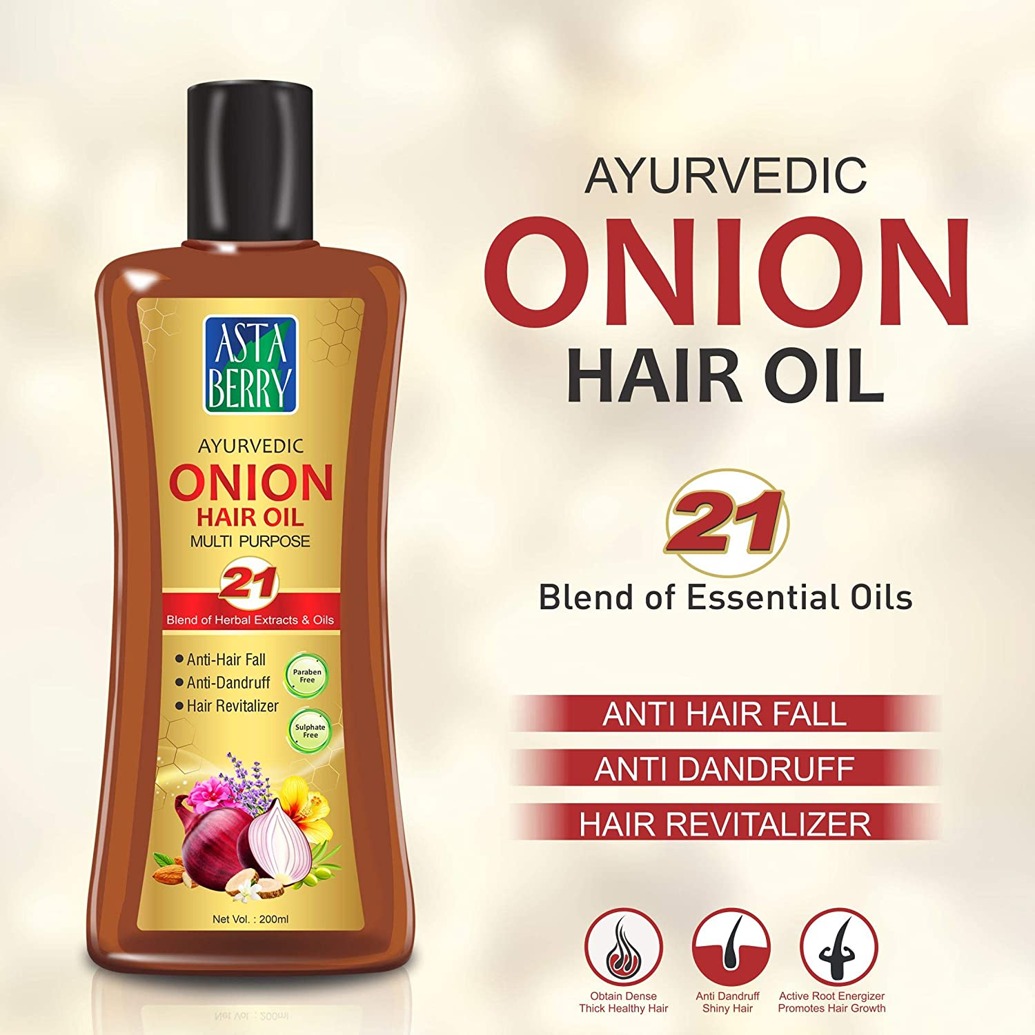 Astaberry Ayurvedry Scalp Onion Hair Oil 200ml