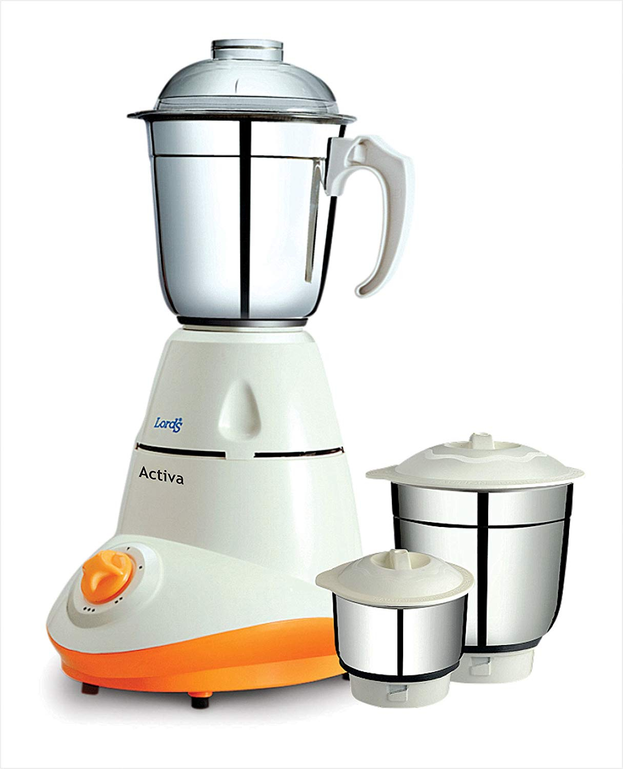 Lords Mixer Grinder With 3 Jars 600 W (White And Orange )