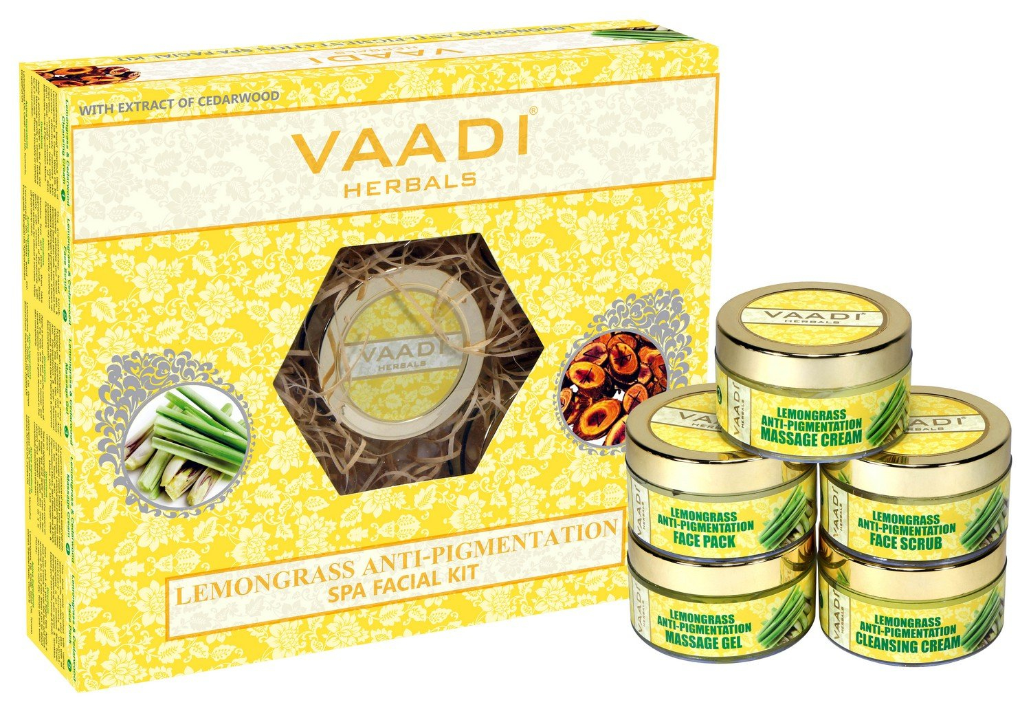 Vaadi herbals Lemongrass Anti – Pigmentation SPA Facial Kit with Cedarwood Extract – 70 g