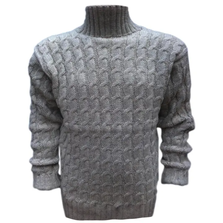 Knitted Woolen High Neck For Men- Dark Grey