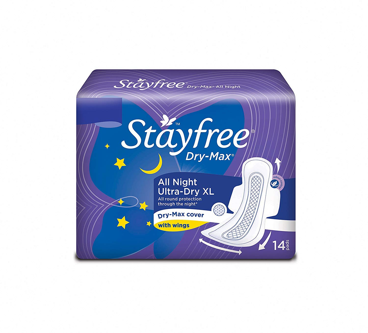Stayfree Dry Max All Night Sanitary Pad 14 Count