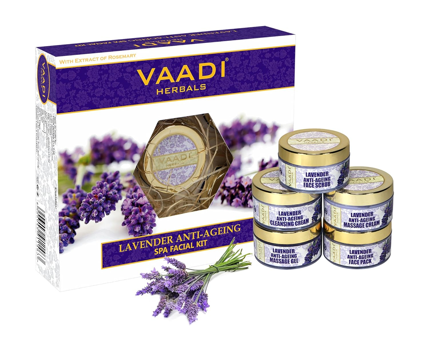 Vaadi Herbals Lavender Anti Ageing Spa Facial Kit with Rosemary Extract, 70g