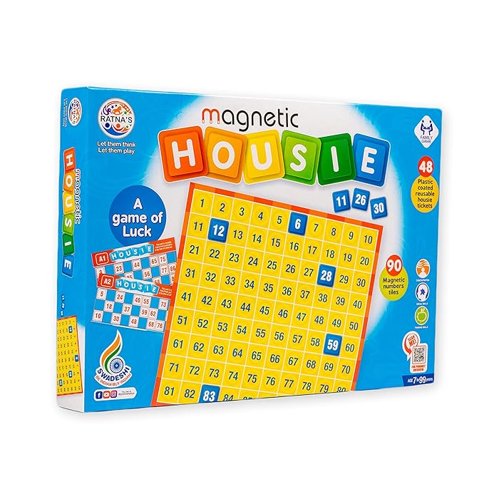 Ratnas 1258 Magnetic Housie for Kids, Multicolor, Educational, Kids