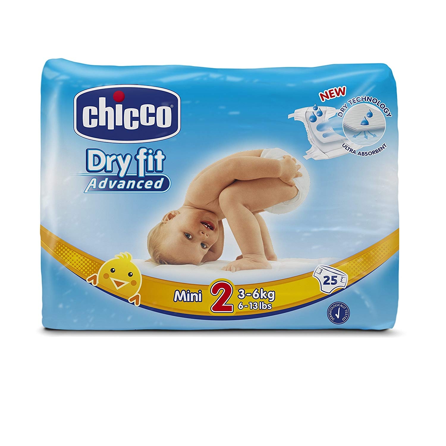 Chicco Dry Fit Advanced Diapers Mini Size - 25 Pieces