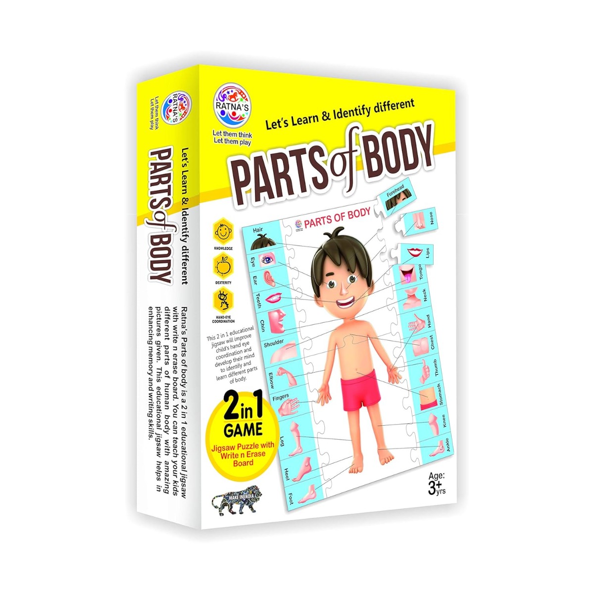 Ratna's 1561 Parts of Body Jigsaw 2 In1 Write and Wipe Board with Body Parts