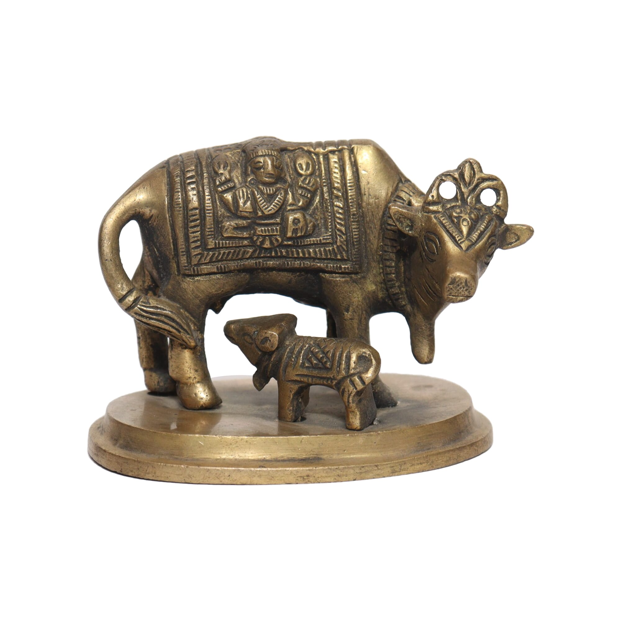 Seven Chakra Handicraft - 8cm Size Kamdhenu Cow/calf