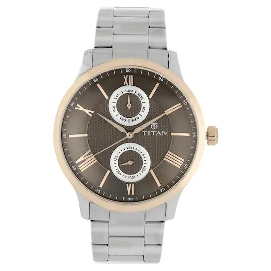 Titan Classique Brown Dial Stainless Steel Strap Watch 90100KM01 