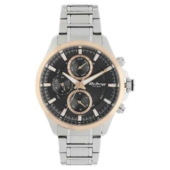 Titan Octane Black Dial Stainless Steel Strap Watch 90104KM02 