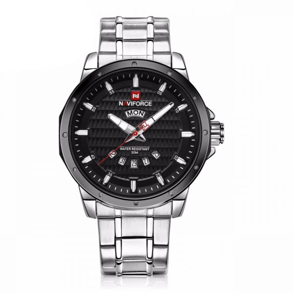 Naviforce Men's Stainless Steel Quartz Watch NF9115 Black/Steel