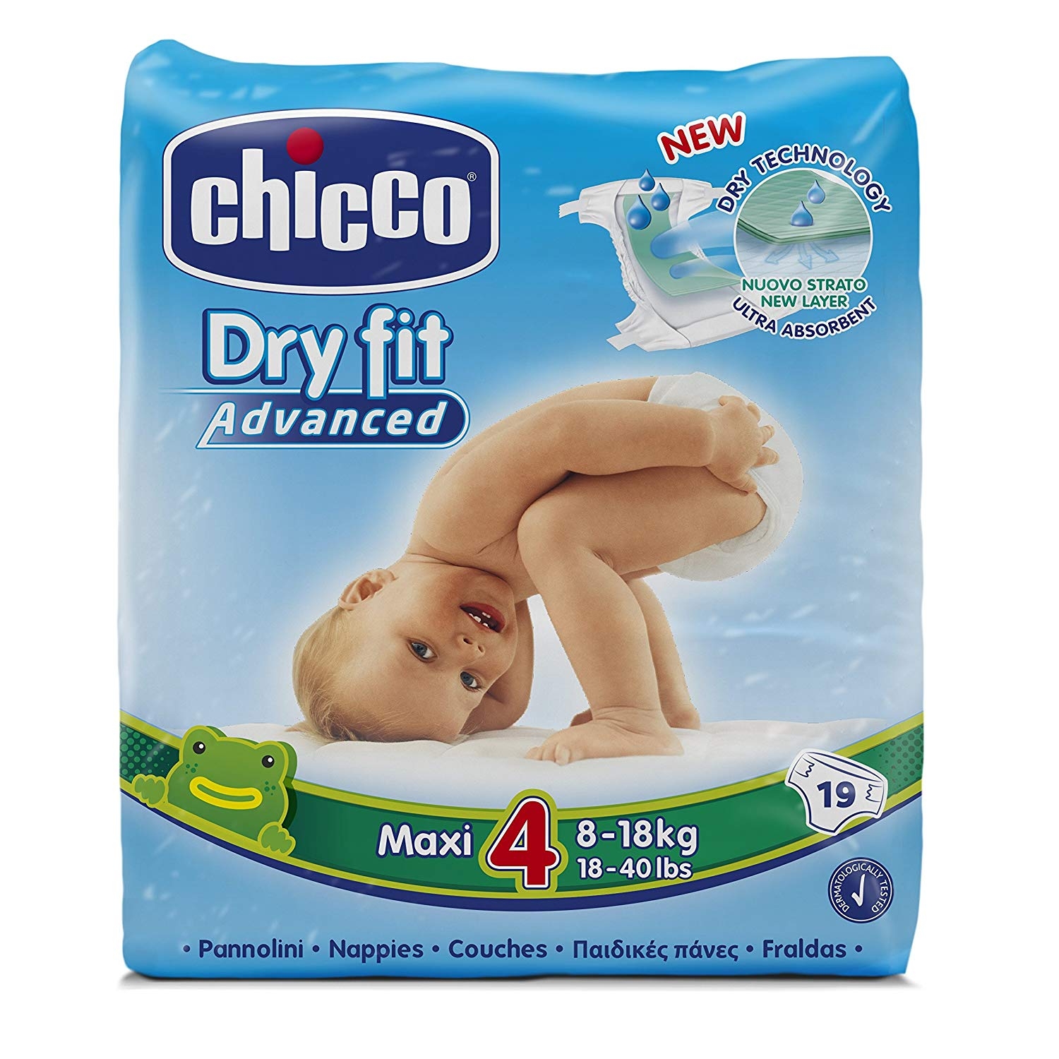 Chicco Dry Fit Advanced Diapers Maxi Size - 19 Pieces