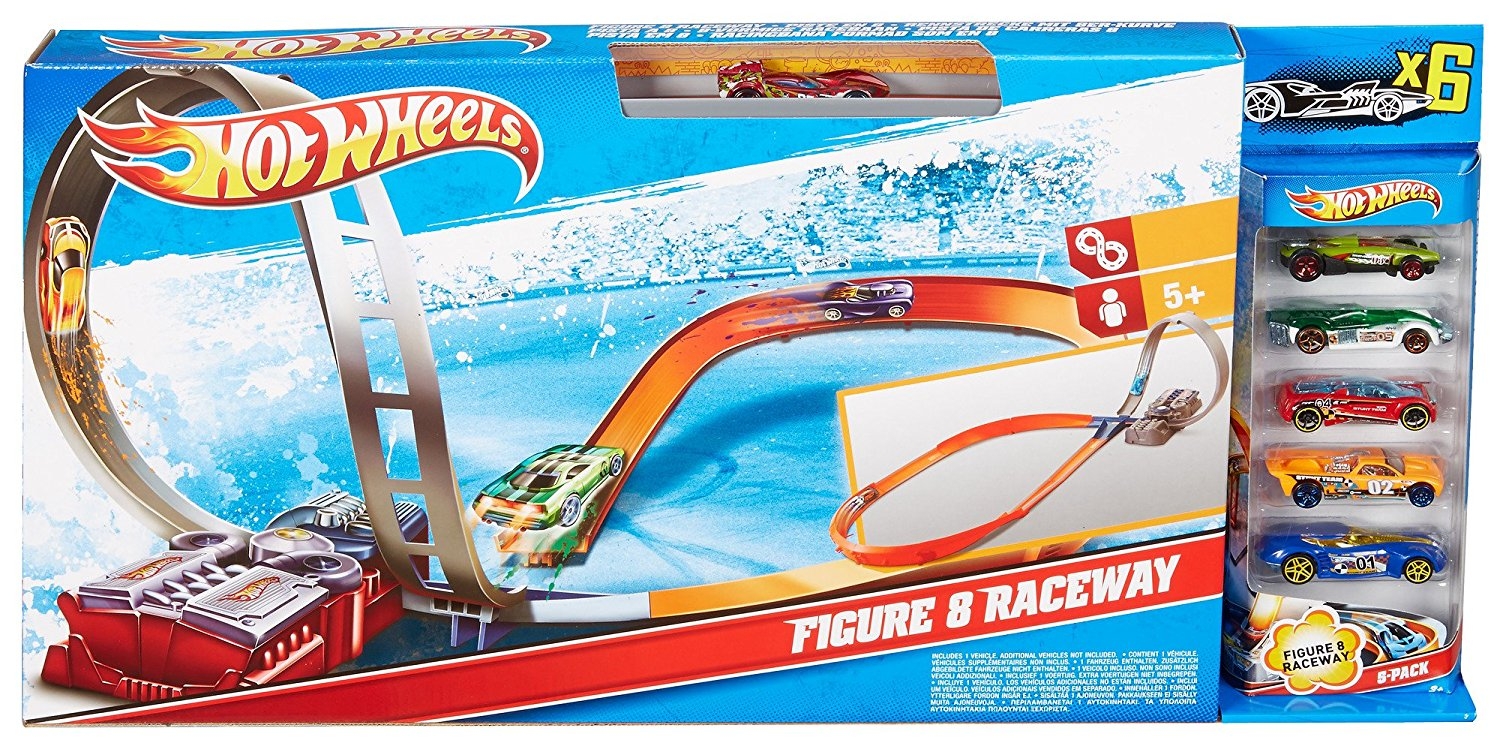 Hot Wheels FIG 8 Raceway with 5 Cars X2586