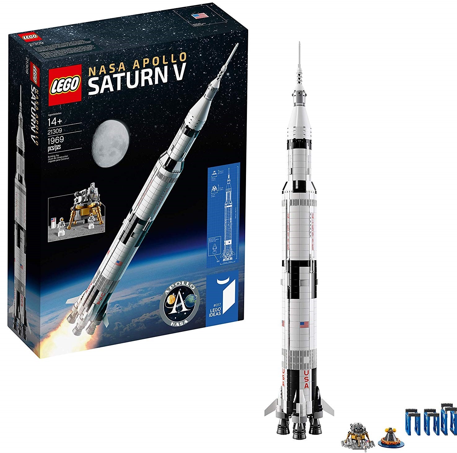 LEGO Saturn V LEGO Ideas Nasa Apollo Saturn V 21309 Building Kit (1969 Piece) age 14 years and up 21309