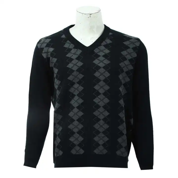 Grey Woolen V-neck Full Sleeve Sweater For Men