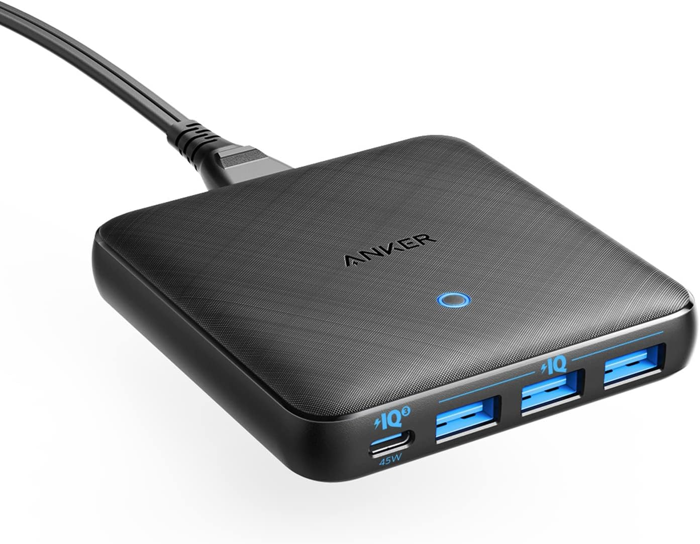 Anker 65W 4 Port PIQ 3.0 & GaN Fast Charger Adapter, PowerPort Atom III Slim Wall Charger with a 45W USB C Port, for MacBook, Laptops, iPad Pro, iPhone, Galaxy, Pixel and More