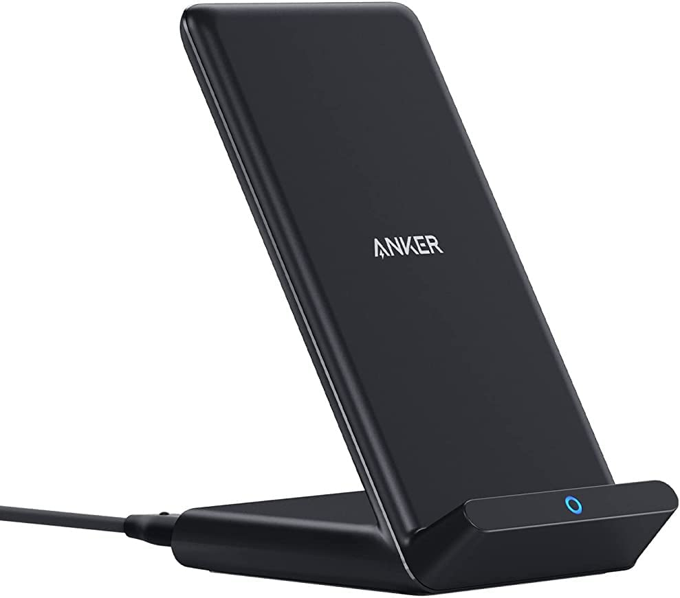 Anker 313 Wireless Charger (Stand), Qi-Certified for iPhone 14/14 Pro/14 Pro Max/13/13 Pro Max, 10W Fast-Charging Galaxy S20, S10 (No AC Adapter)