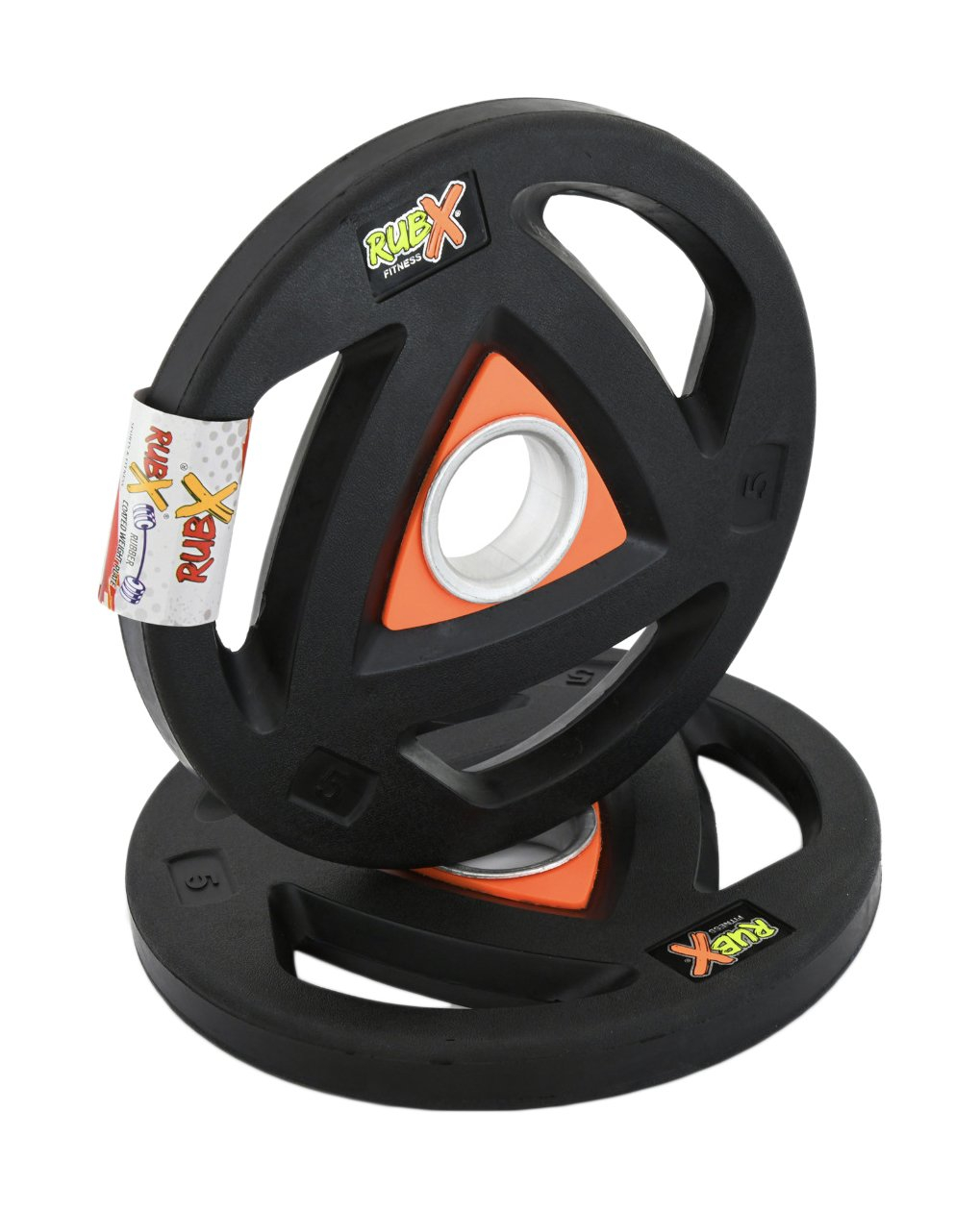 Rubx 5 Kg Rubber Coated Metal Integrated Tri-grip Weight Plates 31 Mm Center Hole Diameter Weight Plate 5 Kg