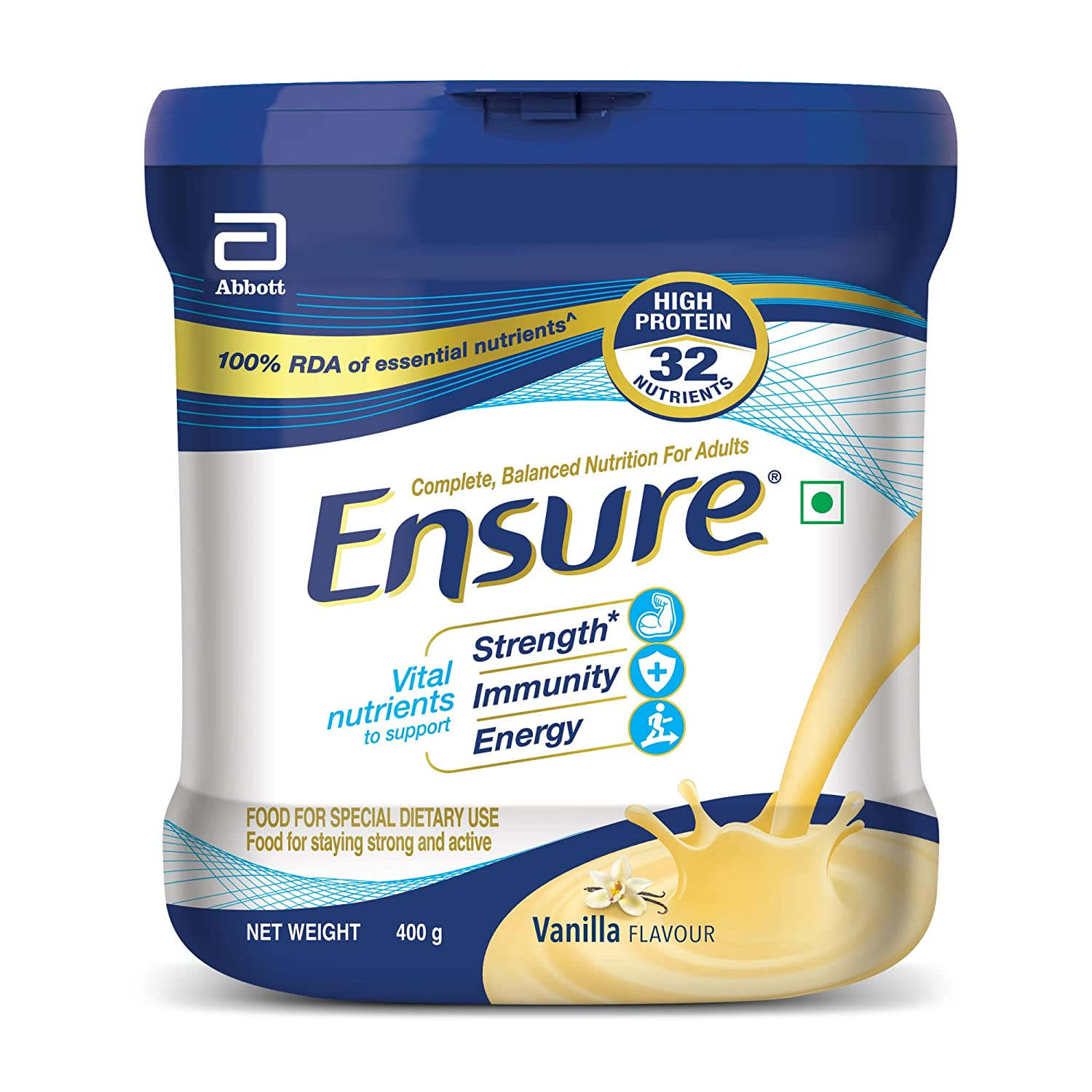 Abbott Ensure Protein Powder Vanilla Flavor For Strength Immunity And Energy - 400 gm