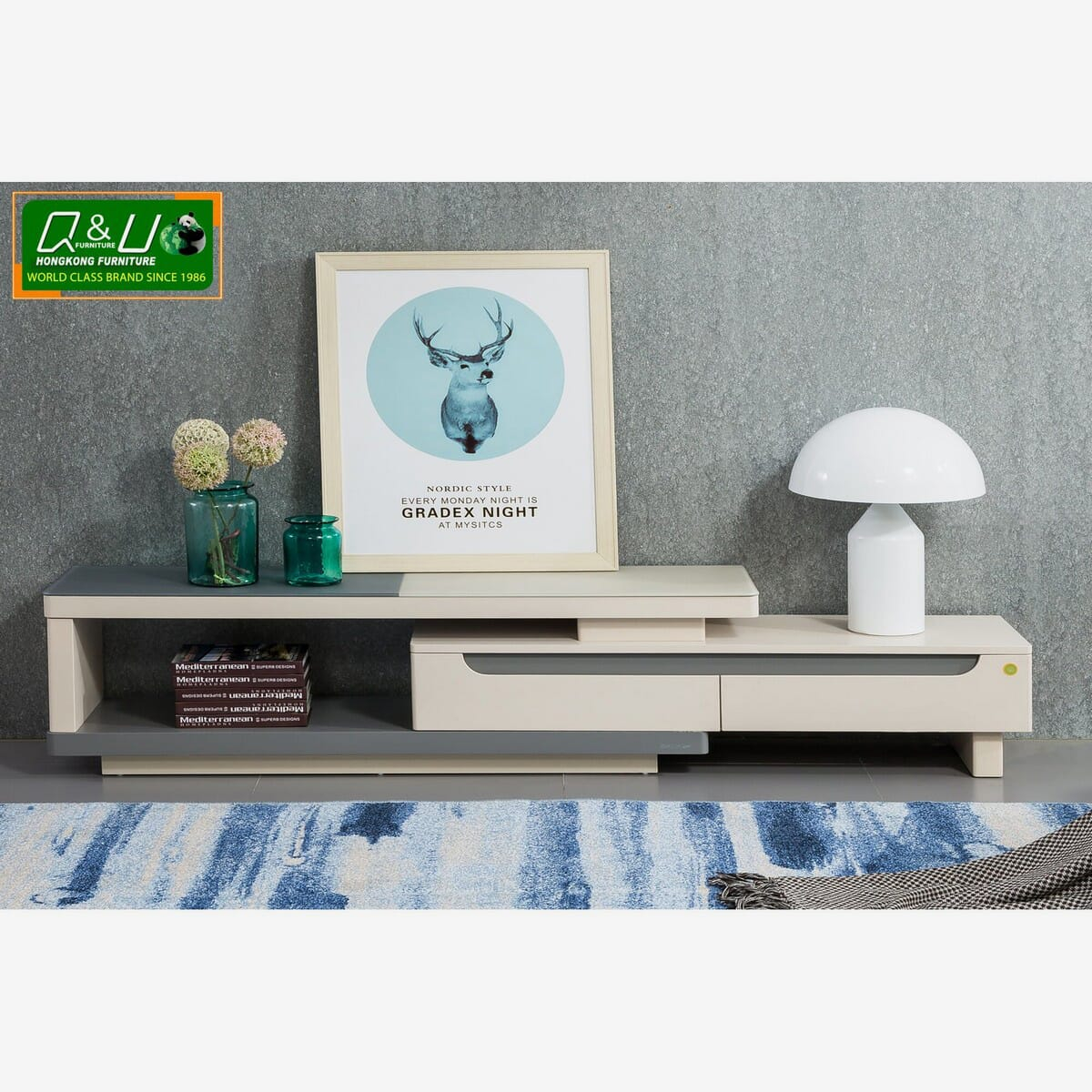 Q&U Furiture Mixed Color Expandable TV Table - 36129