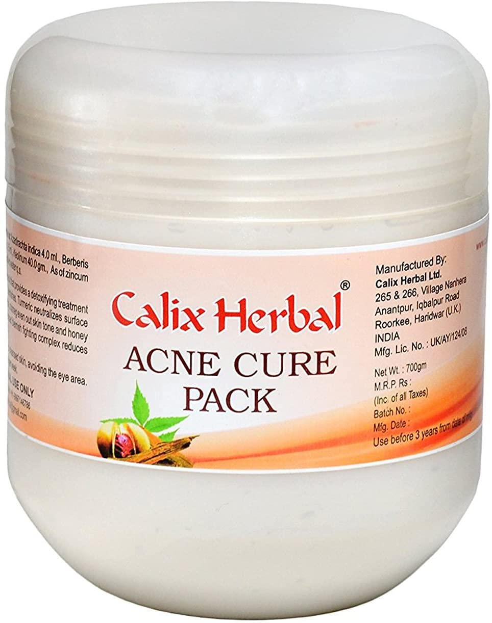 Calix Herbal Organic & Ayurvedic Acne Cure Pack For Spot Treatment And Even Skin Tone With Neem Leaves & Turmeric Extracts - For Women & Men All Skin Types (700 GM)