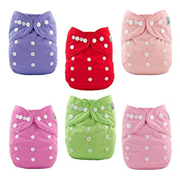 Laughing Buddha - Adjustable Reusable Washable Baby Cloth Diaper Diapers Nappy 1 Diaper + 5 Inserts