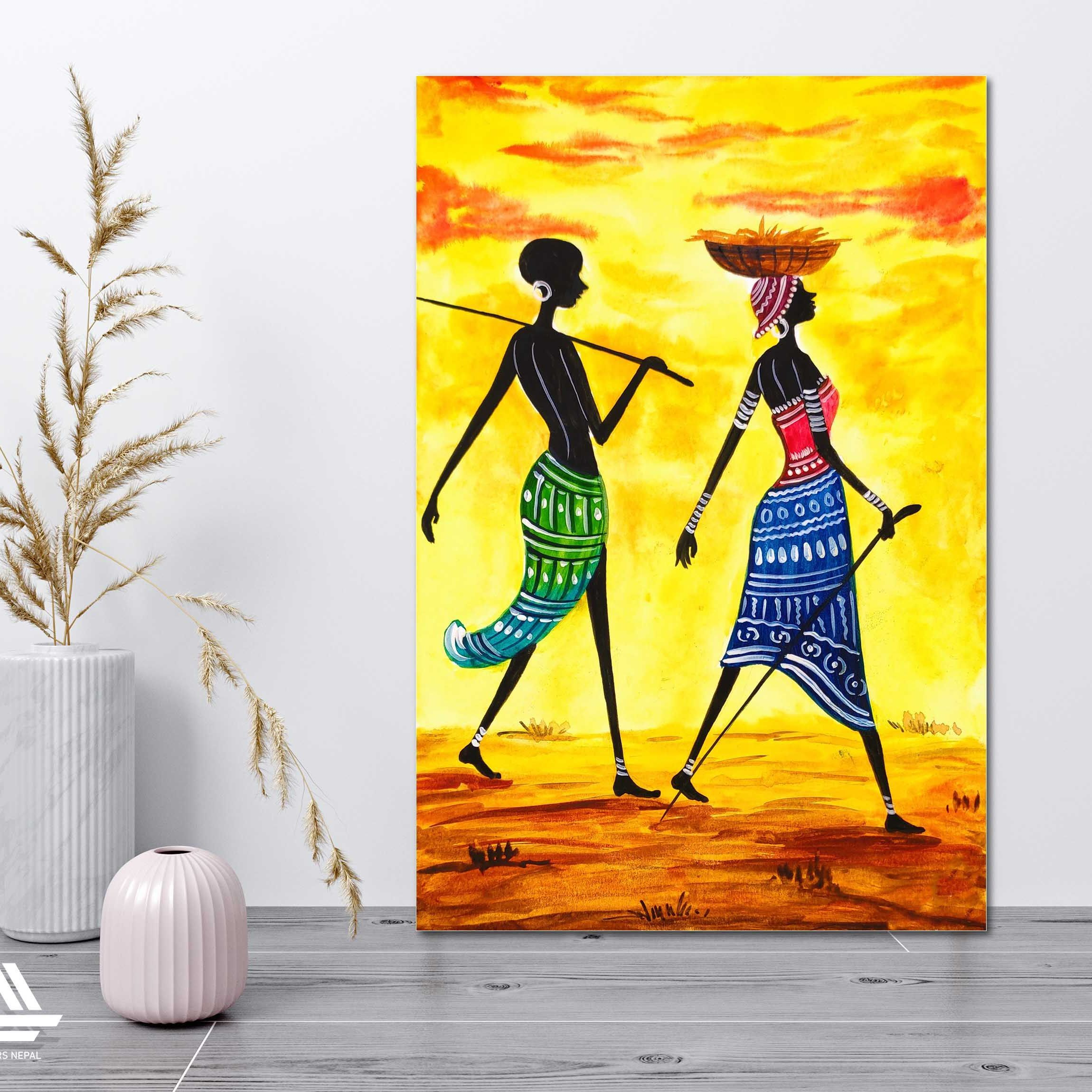 African Art Single Panel Canvas | Wall | Home Decor | Canvas | Wall Art With Frame Inside