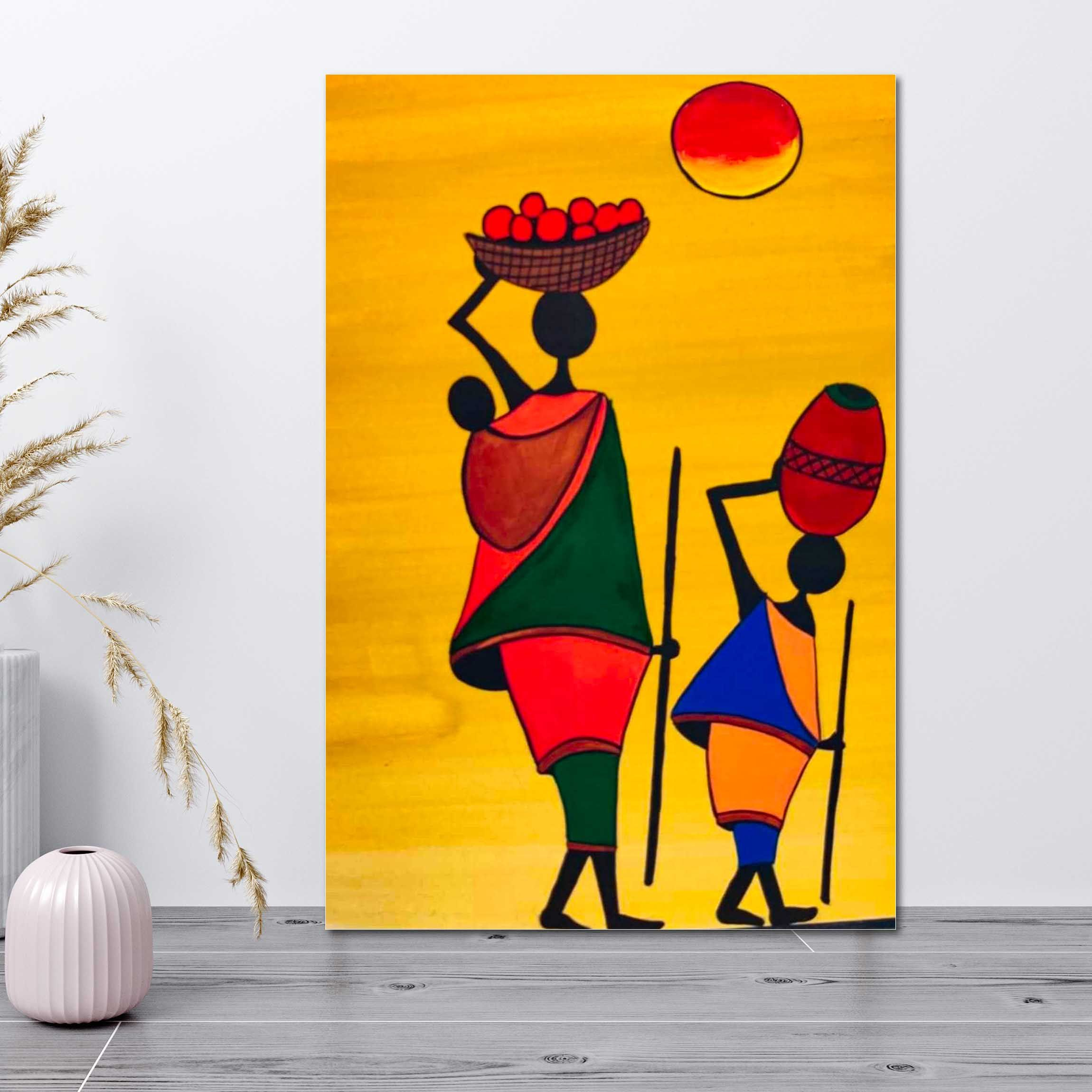 African Art Single Panel Canvas | Wall | Home Decor | Canvas | Wall Art With Frame Inside