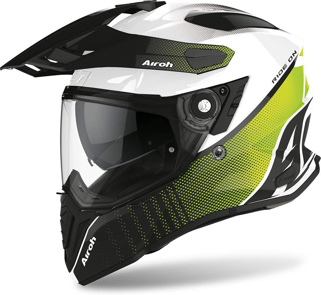 Airoh Commander Progres Gloss Lime Dual Sport Motorcycle Helmet