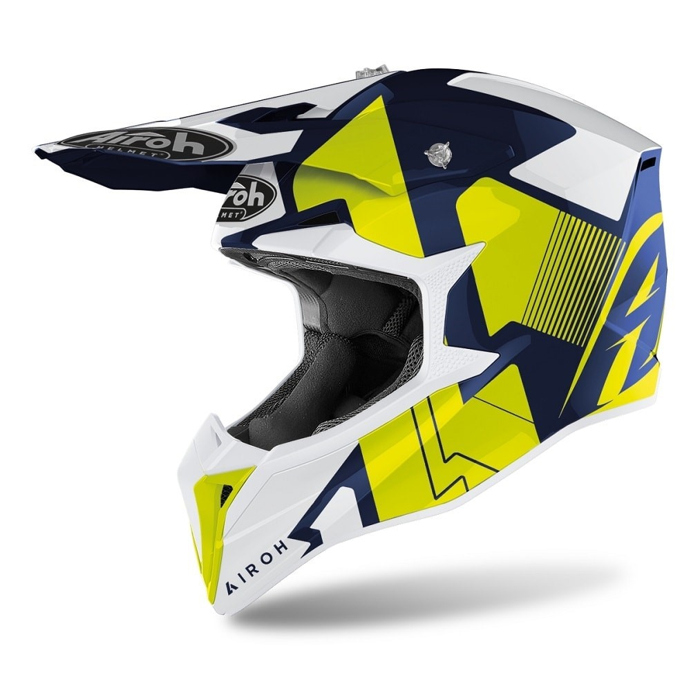 Airoh Wraap Raze Gloss Blue/Yellow Off Road Motorcycle Helmet(wrra18)