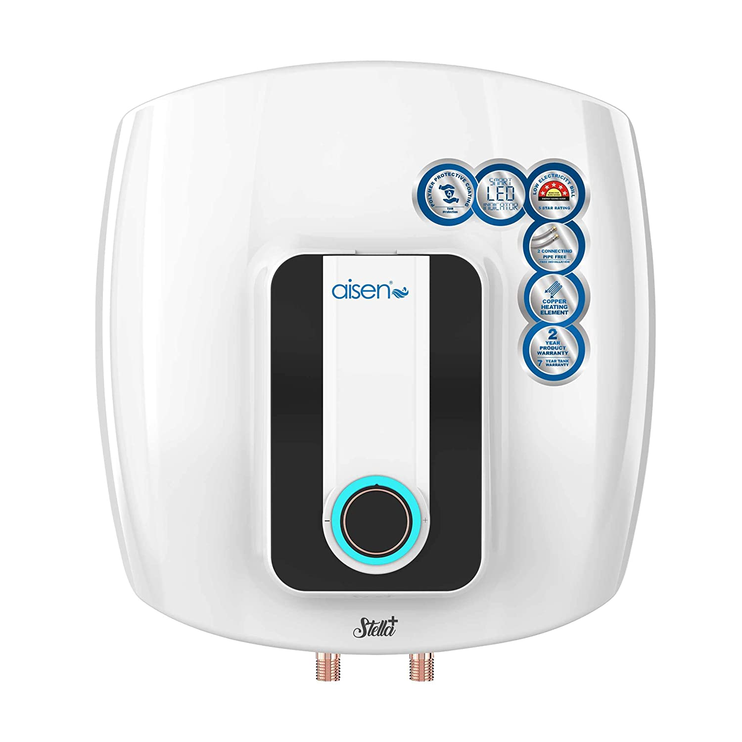 Aisen Stella Plus 15 Ltrs Storage Water Geyser with Smart Indicator Light (White)
