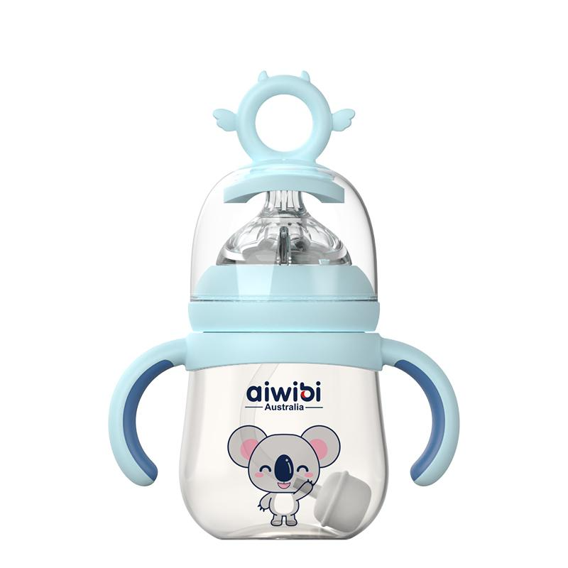 Aiwibi Bpa-Free Baby Feeding Bottle 180ml with Flexible Straw Design Allow 360° Drinking 