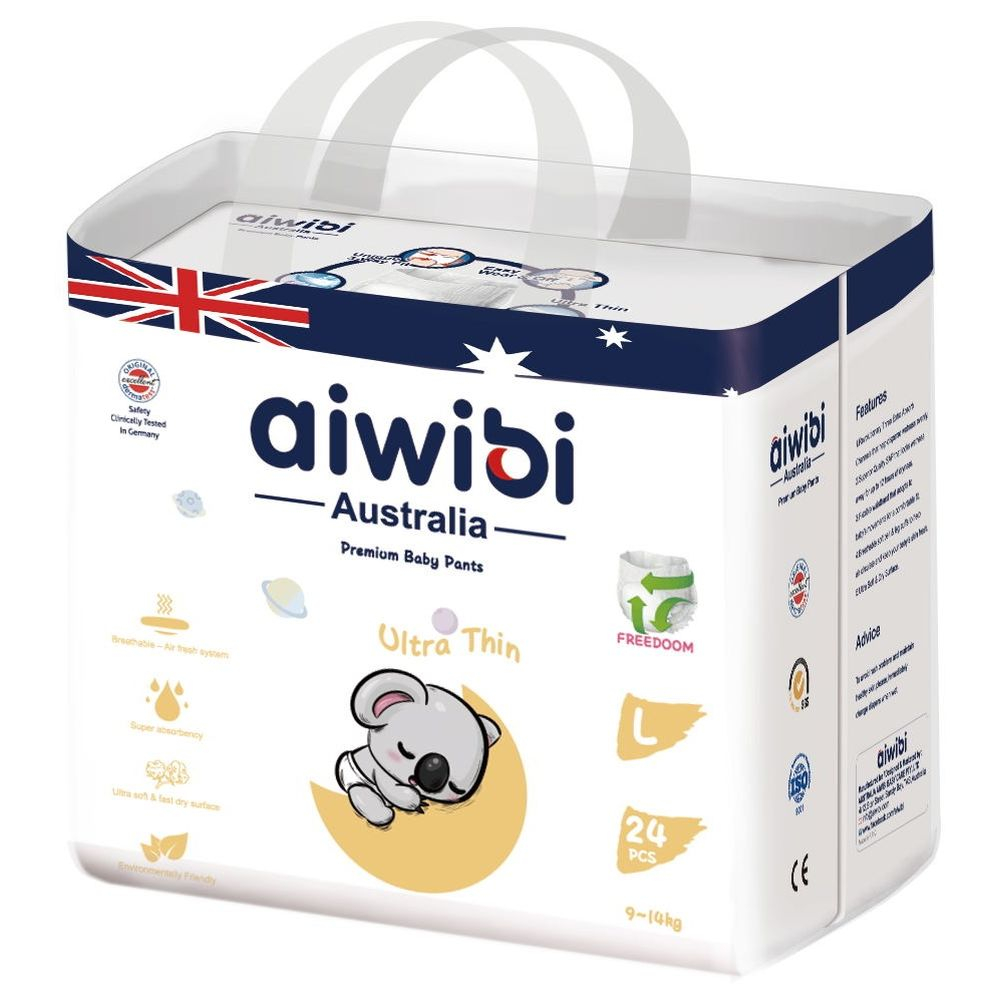 Aiwibi Australian Disposable Breathable Baby Diapers With Elastic Waistband L 24