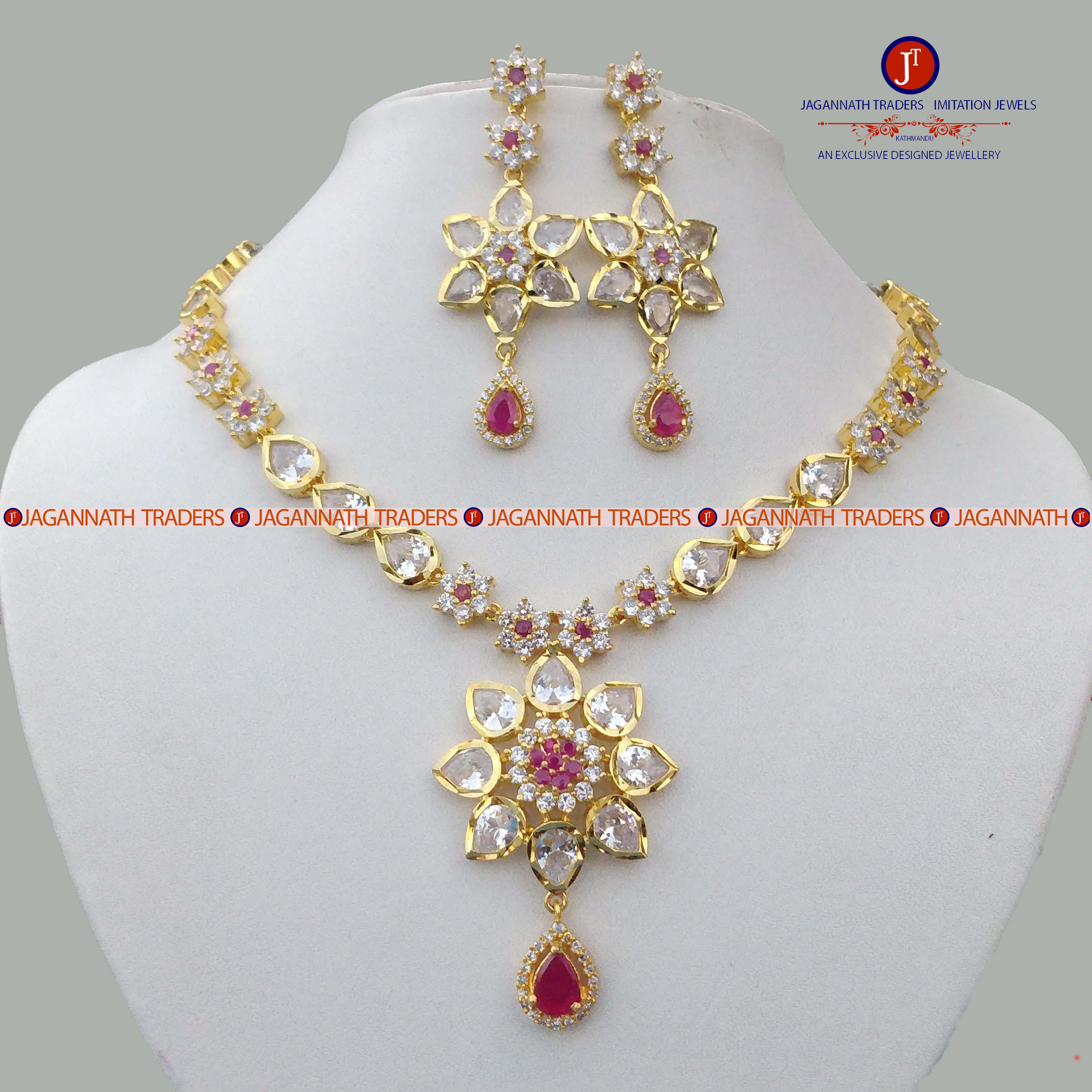 Amerian Diamond Neck Set With Earring For Women