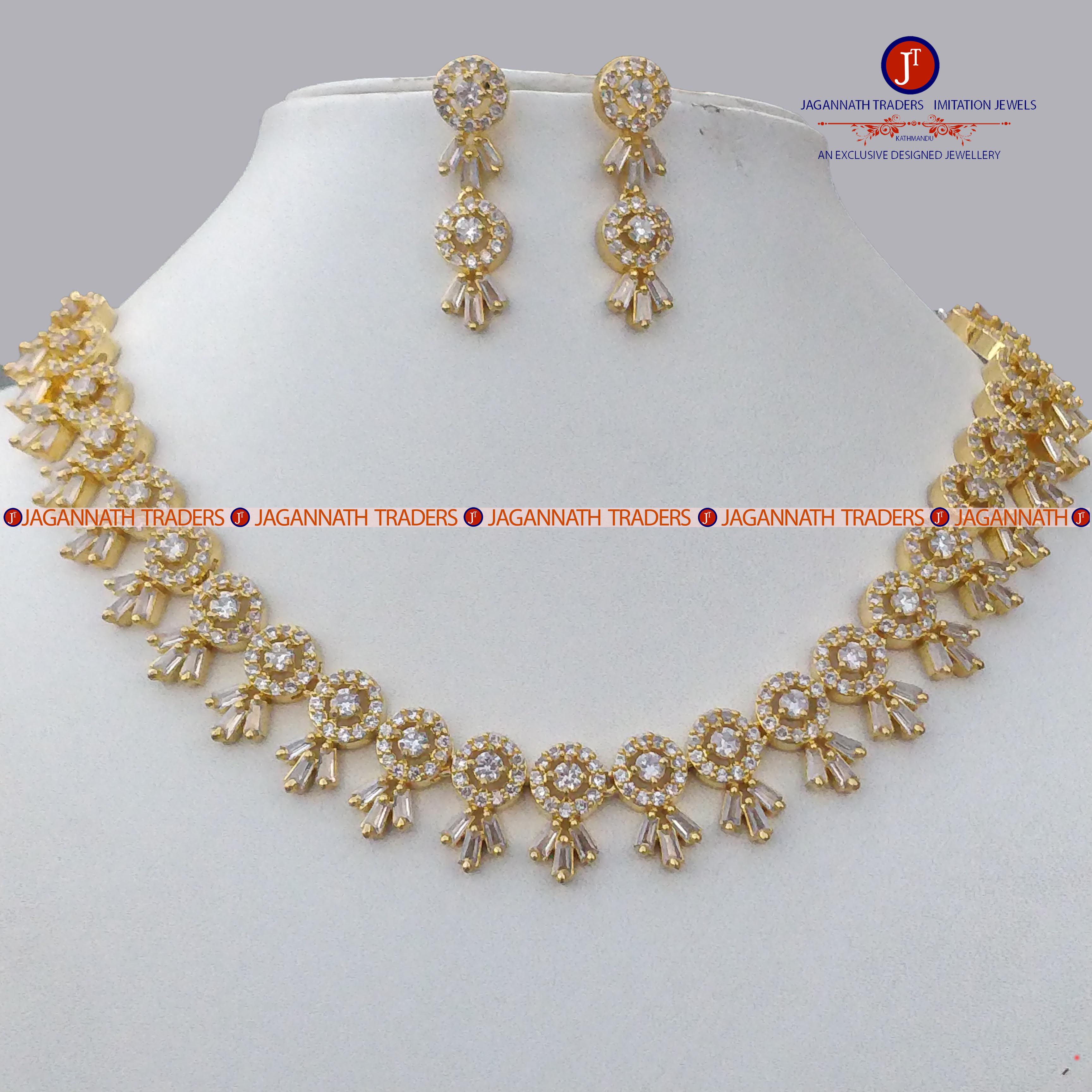  Amerian Diamond Neck Set With Earring For Women