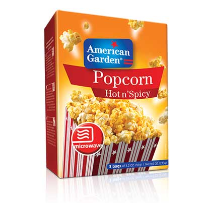 American Garden Microwave Popcorn, Hot N Spicy