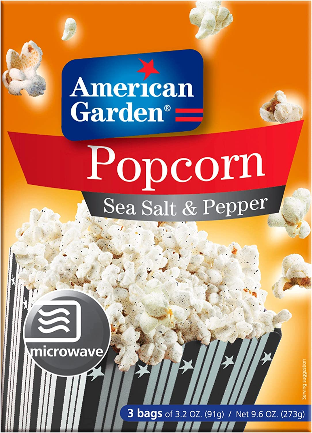 American Garden Microwave Sea Salt & Pepper Popcorn, Gluten-Free, 273g