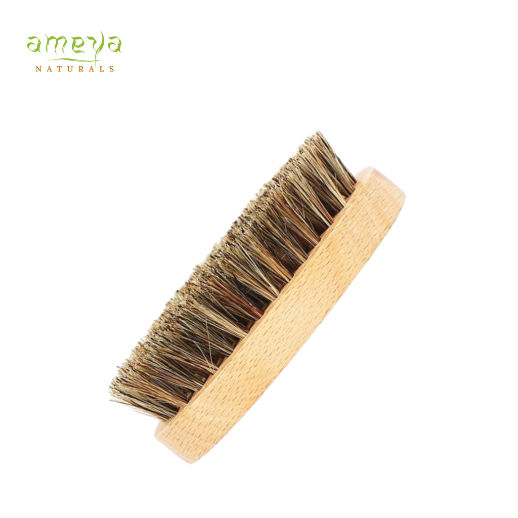Ameya Naturals Oval Beard Brush with Beechwood Handle