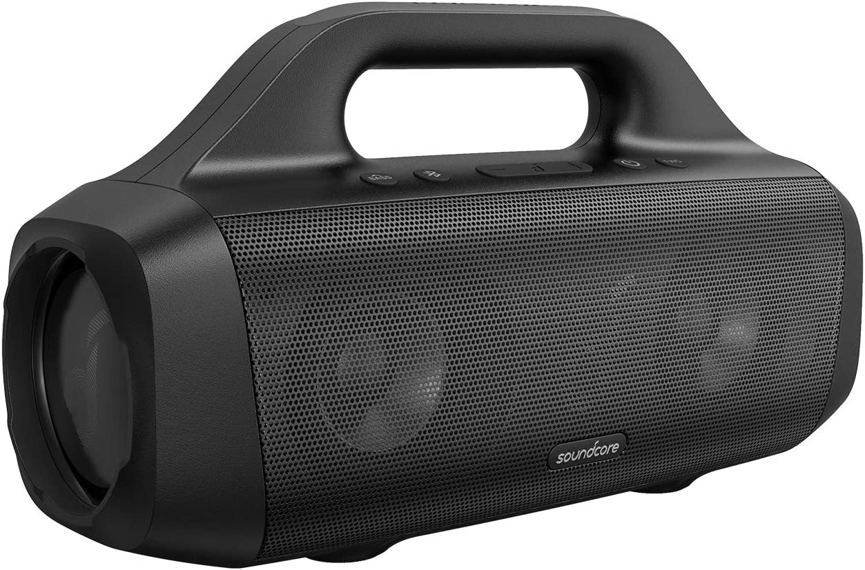 Soundcore Anker Motion Boom Outdoor Speaker with Titanium Drivers, BassUp Technology, IPX7 Waterproof, 24H Playtime, App, Built-in Handle, Portable Bluetooth Speaker for Outdoor