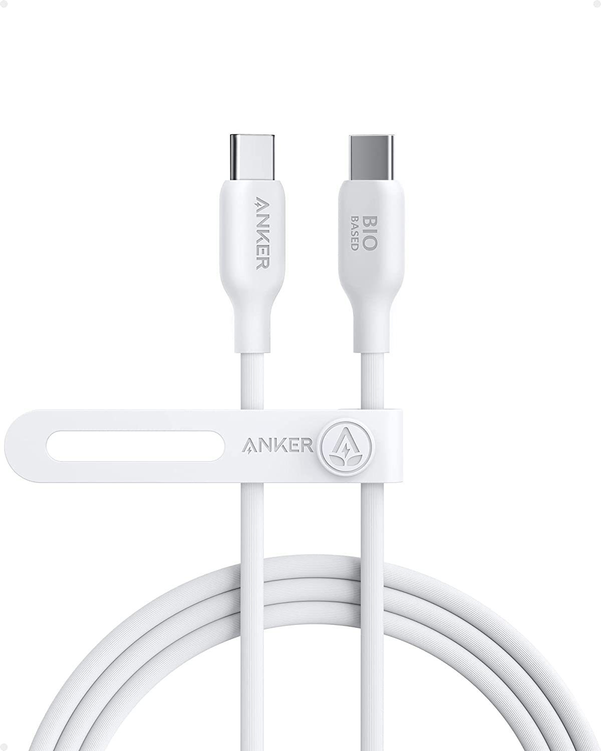 Anker 543 USB C to USB C Cable (140W 6ft), USB 2.0 Bio-Based Charging Cable for MacBook Pro 2020, iPad Pro 2020, iPad Air 4, Samsung Galaxy S23+/S23 Ultra/S22 Ultra (Aurora White)