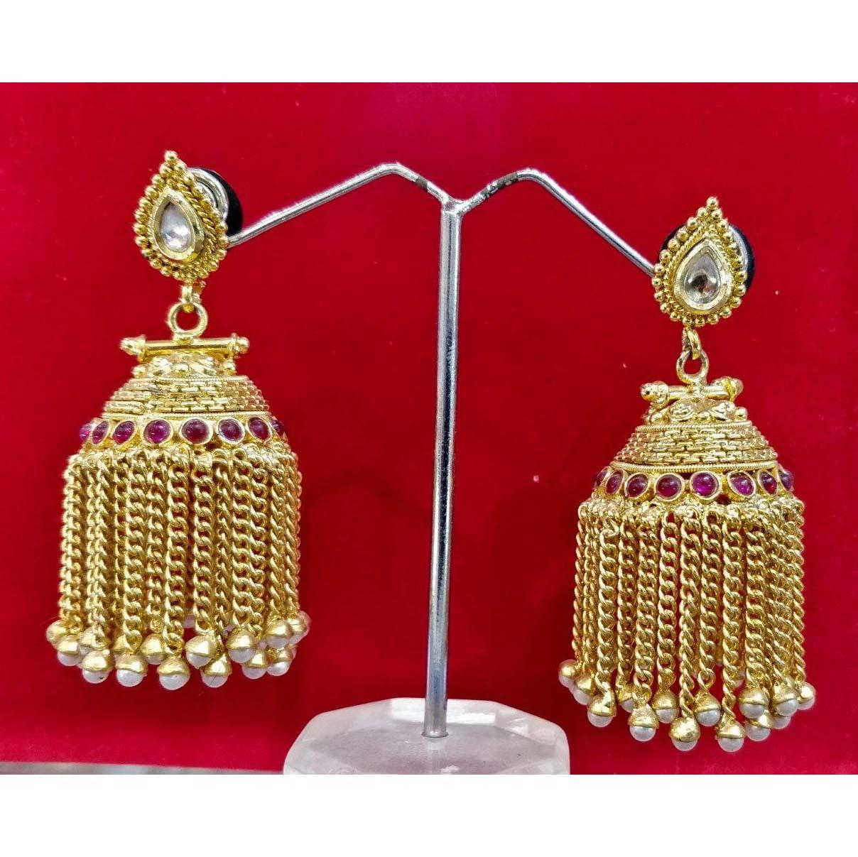 Antique Pinjara Jhumka Set For Women