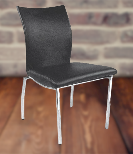 Tulip Armless Black Leather Chair (TP 820)