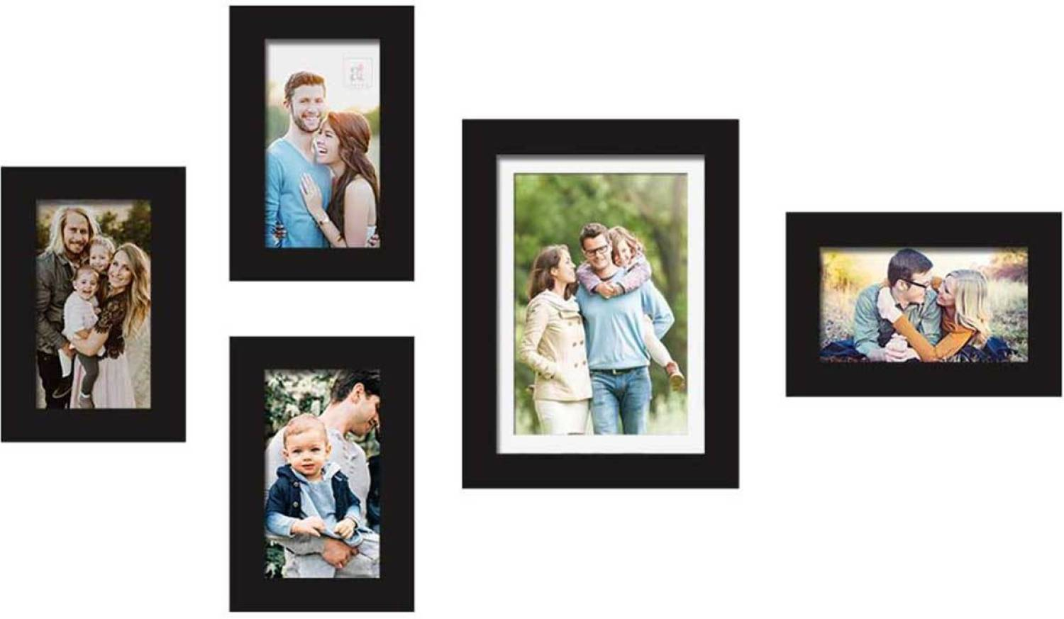 Set Of 5 Black Wall Photo Frame, For Home Decor With Free Hanging Accessories