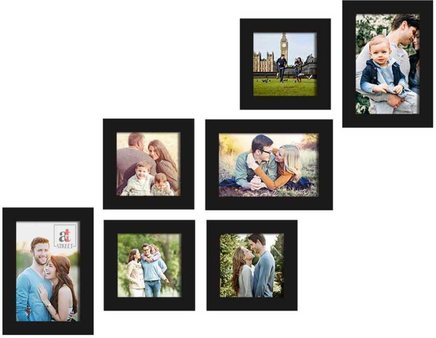 Art Street Set of 7 Individual Black Wall Photo Frames Wall Hanging