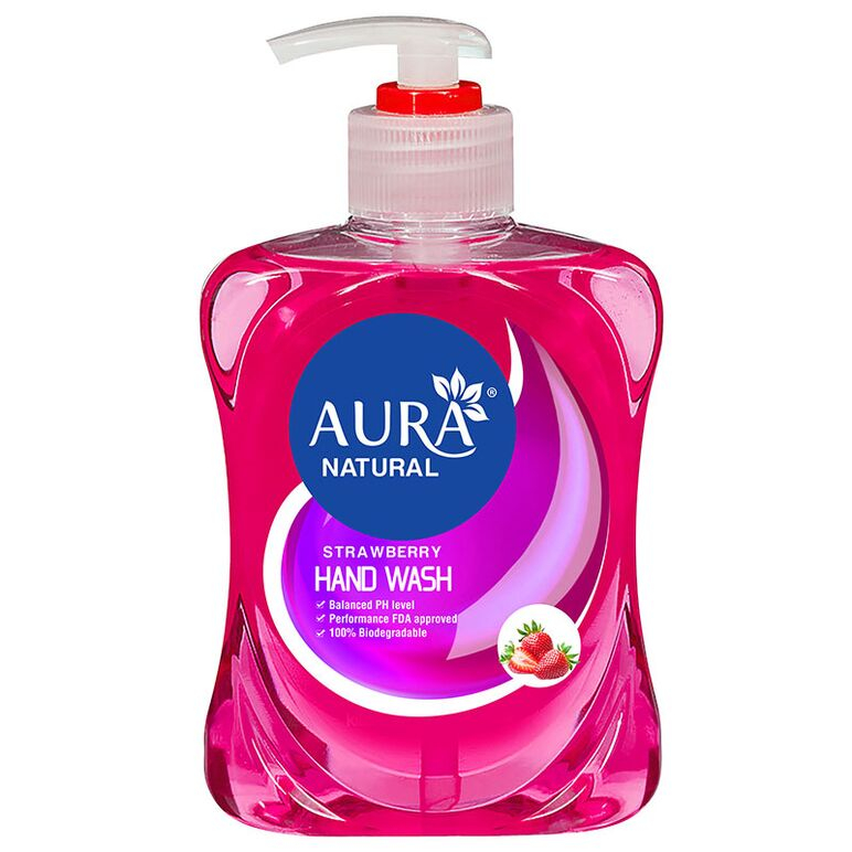 Aura Natural Hand Wash With Strawberry, 175 ml